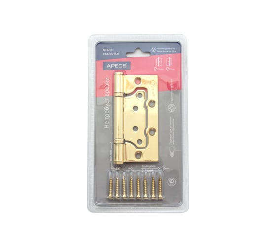 Петля накладная Apecs 100*75*2,5-B2-Steel-G-Blister 18046