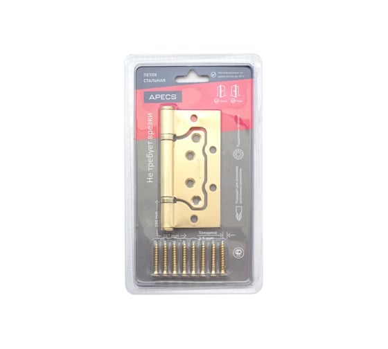 Петля накладная Apecs 100*75*2,5-B2-Steel-GM-Blister 18050