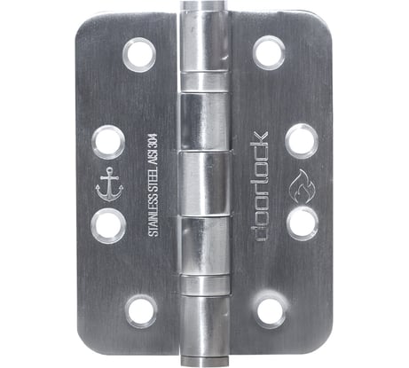 Дверные карточные скругленные петли Doorlock DL H102/76/2B/R/SSS (2 шт, матовая нержавеющая сталь, 102x76x3 мм) 74075