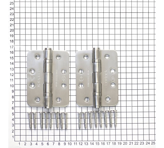 Дверные карточные скругленные петли Doorlock DL H102/76/2B/R/SSS (2 шт, матовая нержавеющая сталь, 102x76x3 мм) 74075