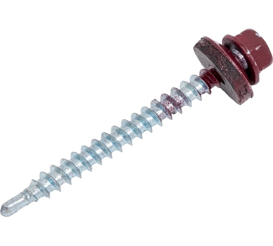 Саморез кровельный BISKREP 4.8x51 RAL 3005 винно-красный, 200 шт, пл.конт 1000 мл 1-20613 1