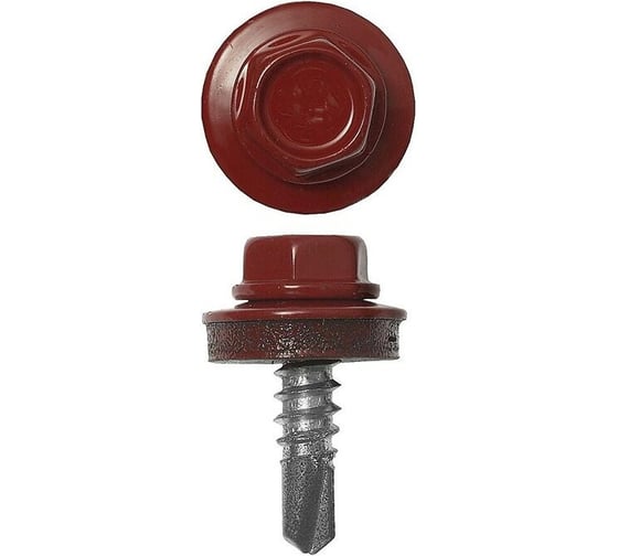 Саморез кровельный BISKREP 4.8x35 RAL 3011 коричнево-красный, 250 шт, пл.конт 1000 мл ОС 1-20606