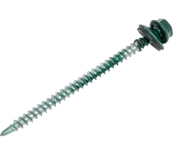 Саморез кровельный BISKREP 4.8x76 RAL 6005 зеленый мох, 30 шт, пл.конт 280 мл 1-20681 1