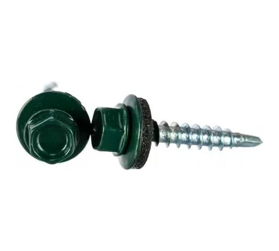 Саморез кровельный BISKREP 4.8x35 RAL 6005 зеленый мох, 60 шт, пл.конт 280 мл 1-20659