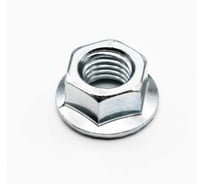 Гайка OSTEC М6 DIN 6923 со стопорным буртиком, класс прочности 8, гальван. цинк (в упаковке 100 шт) ГМСБ-6.8-DIN-ЭЦ