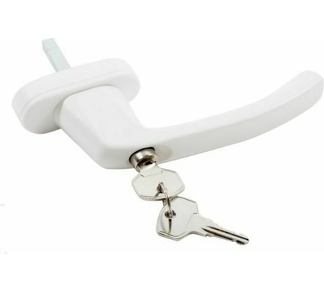 Оконная ручка с замком д/ПВХ Левша белая У1-2271.Б