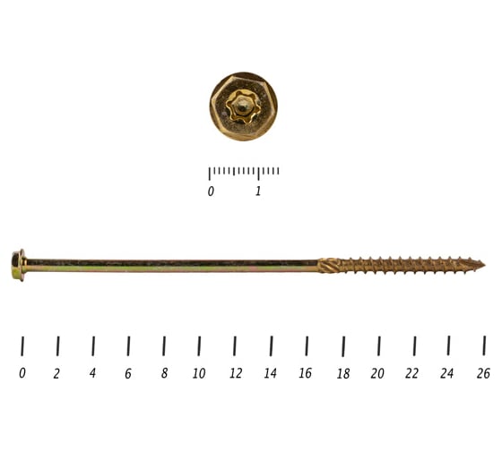 Саморезы по дереву КРЕП-КОМП желтые, шестигранные Torx, 8х260 мм 50 шт. сдш8260п