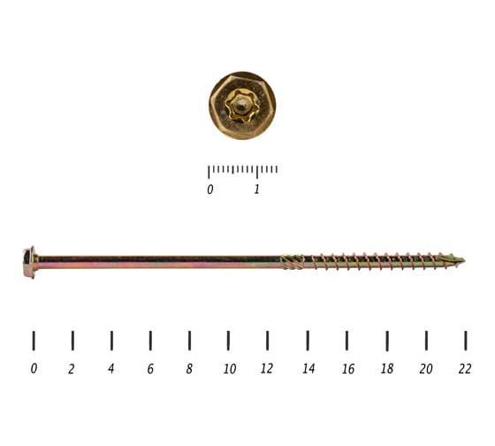 Саморезы по дереву КРЕП-КОМП желтые, шестигранные Torx, 8х220 мм 100 шт. сдш8220