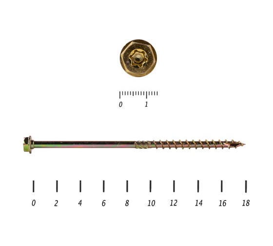 Саморезы по дереву КРЕП-КОМП желтые, шестигранные Torx, 8х180 мм 100 шт. сдш8180