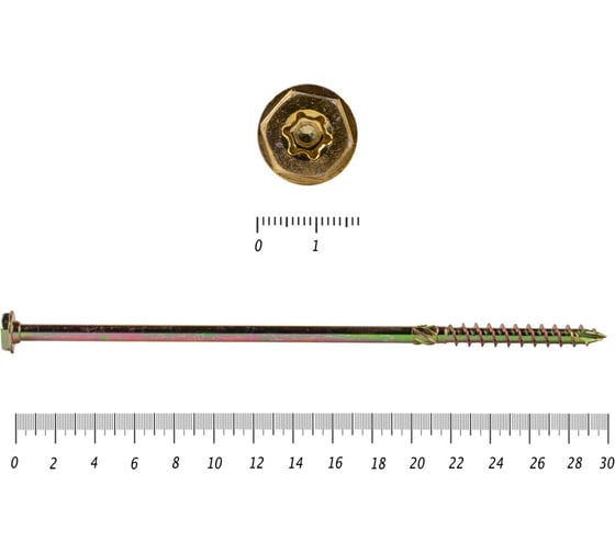 Саморезы по дереву КРЕП-КОМП желтые, шестигранные Torx, 10х300 мм 50 шт. сдш10300