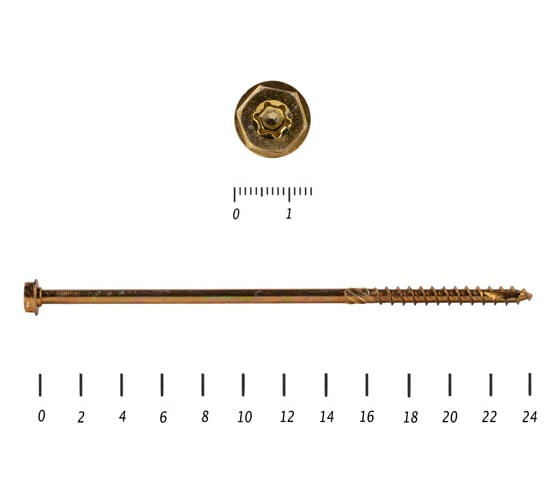 Саморезы по дереву КРЕП-КОМП желтые, шестигранные Torx, 8х240 мм 100 шт. сдш8240