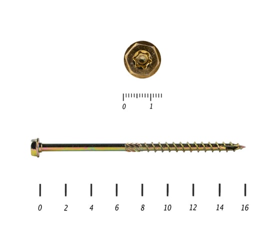 Саморезы по дереву КРЕП-КОМП желтые, шестигранные Torx, 8х160 мм 100 шт. сдш8160