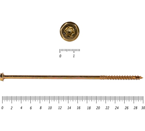 Саморезы по дереву КРЕП-КОМП желтые, шестигранные Torx, 8х300 мм 100 шт. сдш8300