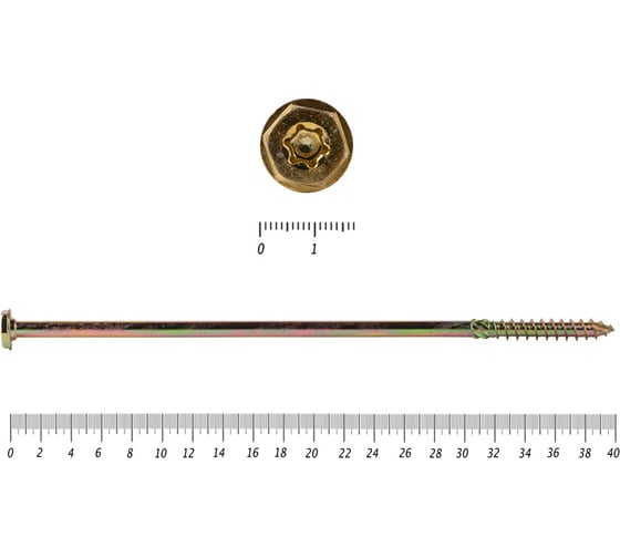 Саморезы по дереву КРЕП-КОМП желтые, шестигранные Torx, 10х400 мм 50 шт. сдш10400