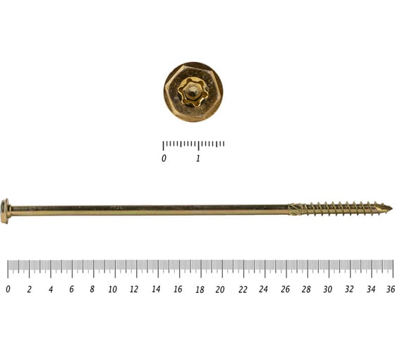 Саморезы по дереву КРЕП-КОМП желтые, шестигранные Torx, 10х360 мм 50 шт. сдш10360