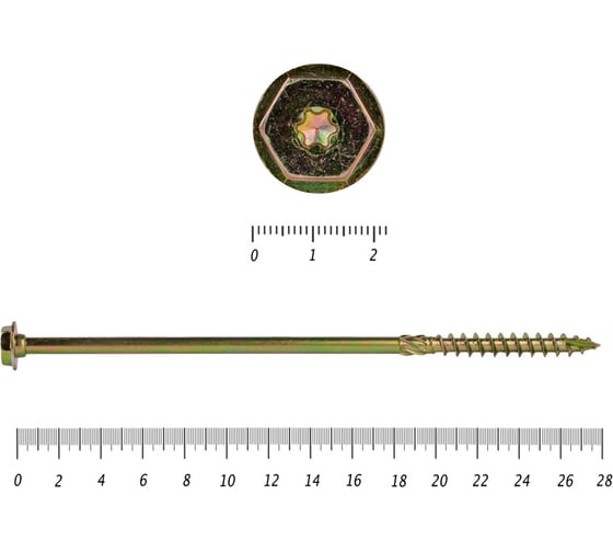 Саморезы по дереву КРЕП-КОМП желтые, шестигранные Torx, 12х280 мм 50 шт. сдш12280