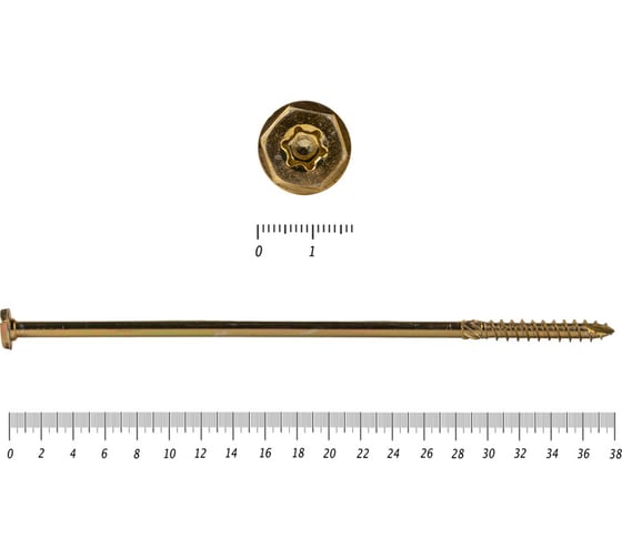 Саморезы по дереву КРЕП-КОМП желтые, шестигранные Torx, 10х380 мм 50 шт. сдш10380