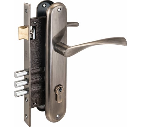 Врезной замок с ручками Аллюр 0203 AB старая бронза 1014