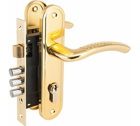 Врезной замок с ручками Аллюр 132/3-61А1232 GP латунь 6803