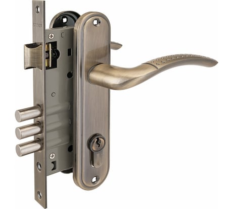 Врезной замок с ручками Аллюр 132/3 AB старая бронза 5964