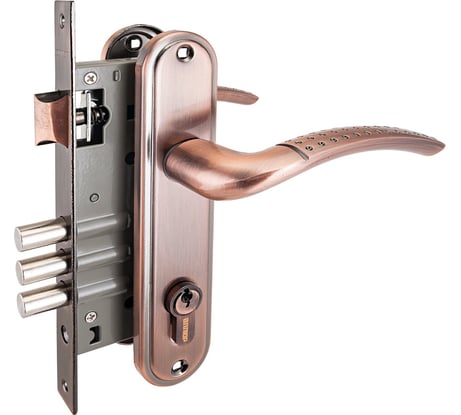 Врезной замок с ручками Аллюр 132/3 AC старая медь 6205