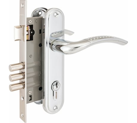 Врезной замок с ручками Аллюр 132/3 CP хром 5963