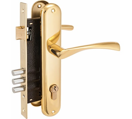 Врезной замок с ручками Аллюр 0203 GP латунь 1017