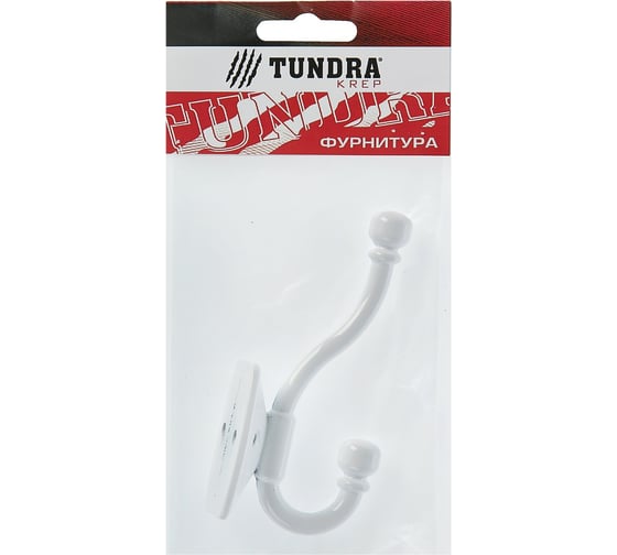 Мебельный двухрожковый крючок TUNDRA krep, КМ04HA, цвет белый 3853837