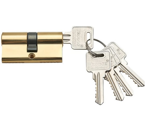 Механизм цилиндровый Trodos ЦМ 70(35/35) латунь 5 ключей, золото, блистер 208195 1