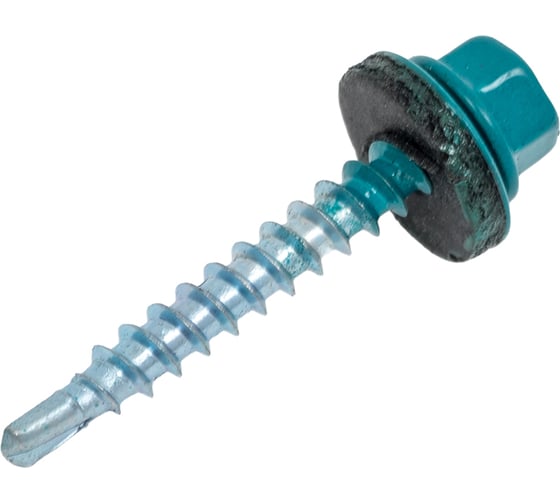 Саморез кровельный ООО Иж-Тандем 4,8x35мм, (RAL 5021 морская волна), с шестигранной головкой, крашеный, 250 шт 134610