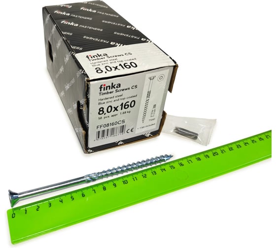 Шурупы конструкционные Finka Timber Screws CS 8,0x160 TX40 (Голубой цинк, потай, 50шт) FF08160CS