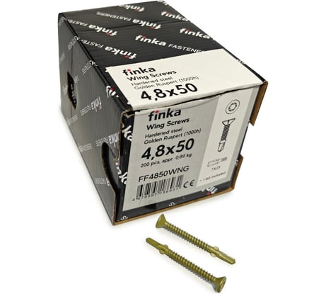 Шурупы флюгельные Finka Wing Screws 4,8x50 TX25 (Golden Ruspert, 200шт) FF4850WNG