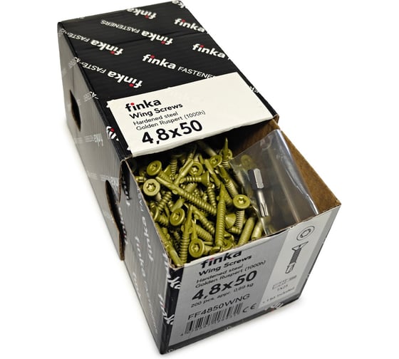 Шурупы флюгельные Finka Wing Screws 4,8x50 TX25 (Golden Ruspert, 200шт) FF4850WNG