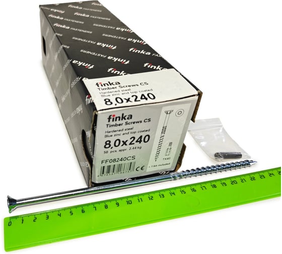 Шурупы конструкционные Finka Timber Screws CS 8,0x240 TX40 (Голубой цинк, потай, 50шт) FF08240CS