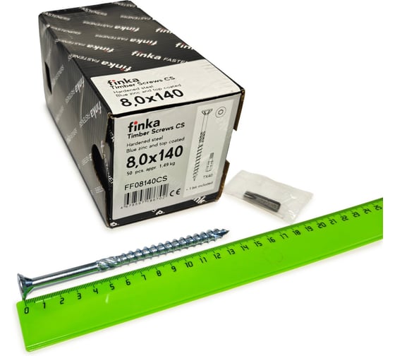 Шурупы конструкционные Finka Timber Screws CS 8,0x140 TX40 (Голубой цинк, потай, 50шт) FF08140CS