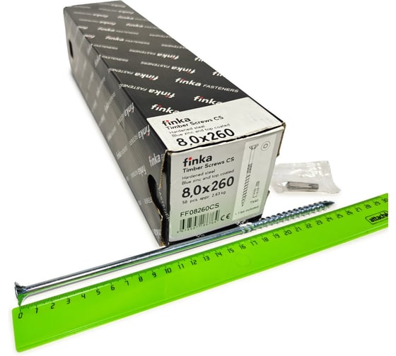 Шурупы конструкционные Finka Timber Screws CS 8,0x260 TX40 (Голубой цинк, потай, 50шт) FF08260CS