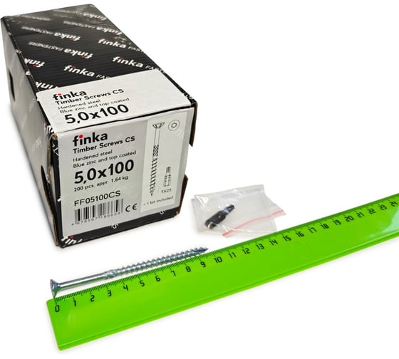 Шурупы конструкционные Finka Timber Screws CS 5,0x100 TX25 (Голубой цинк, потай, 200шт) FF05100CS