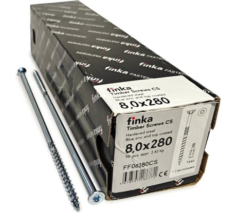 Шурупы конструкционные Finka Timber Screws CS 8,0x280 TX40 (Голубой цинк, потай, 50шт) FF08280CS