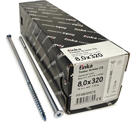 Шурупы конструкционные Finka Timber Screws CS 8,0x320 TX40 (Голубой цинк, потай, 50шт) FF08320CS