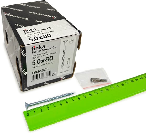 Шурупы конструкционные Finka Timber Screws CS 5,0x80 TX25 (Голубой цинк, потай, 200шт) FF0580CS