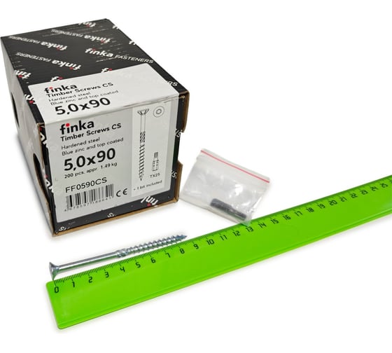 Шурупы конструкционные Finka Timber Screws CS 5,0x90 TX25 (Голубой цинк, потай, 200шт) FF0590CS