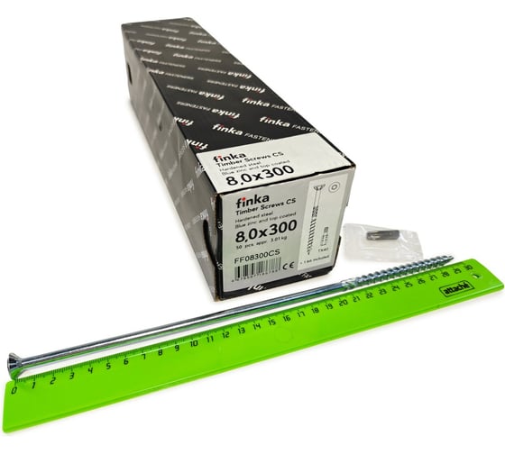 Шурупы конструкционные Finka Timber Screws CS 8,0x300 TX40 (Голубой цинк, потай, 50шт) FF08300CS