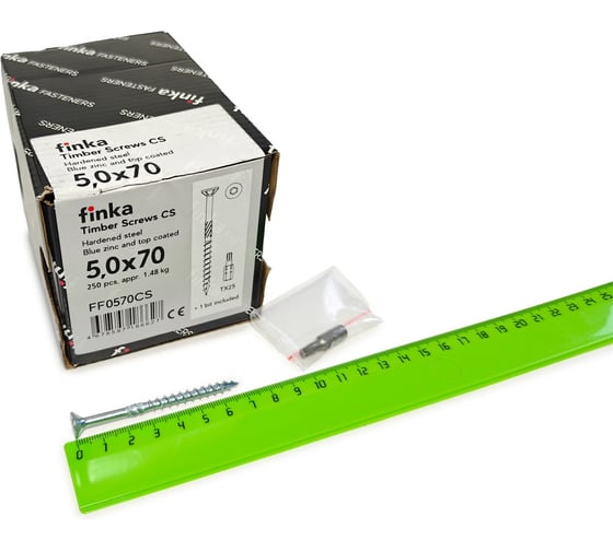 Шурупы конструкционные Finka Timber Screws CS 5,0x70 TX25 (Голубой цинк, потай, 250шт) FF0570CS