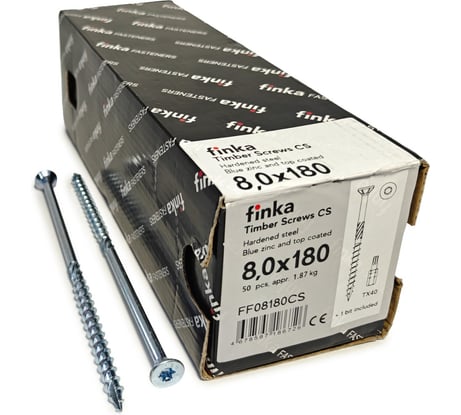 Шурупы конструкционные Finka Timber Screws CS 8,0x180 TX40 (Голубой цинк, потай, 50шт) FF08180CS