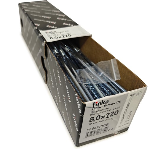 Шурупы конструкционные Finka Timber Screws CS 8,0x220 TX40 (Голубой цинк, потай, 50шт) FF08220CS