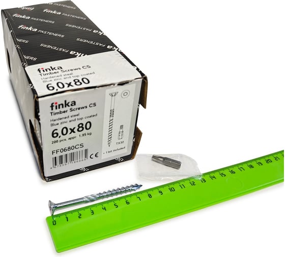 Шурупы конструкционные Finka Timber Screws CS 6,0x80 TX30 (Голубой цинк, потай, 200шт) FF0680CS