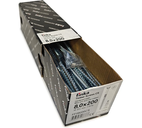 Шурупы конструкционные Finka Timber Screws CS 8,0x200 TX40 (Голубой цинк, потай, 50шт) FF08200CS