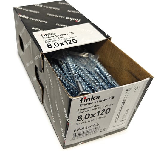 Шурупы конструкционные Finka Timber Screws CS 8,0x120 TX40 (Голубой цинк, потай, 50шт) FF08120CS