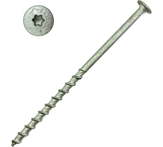 Шуруп для пенобетона Rusconnect GT 08120 8x120 мм, прессшайба, TORX, белый цинк, 50 шт. 620812