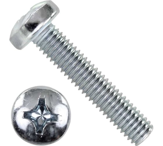 Винт STARFIX М6x50мм, полусф. головка, цинк, DIN 7985, 2000 шт в коробе SM-54212-2000 1